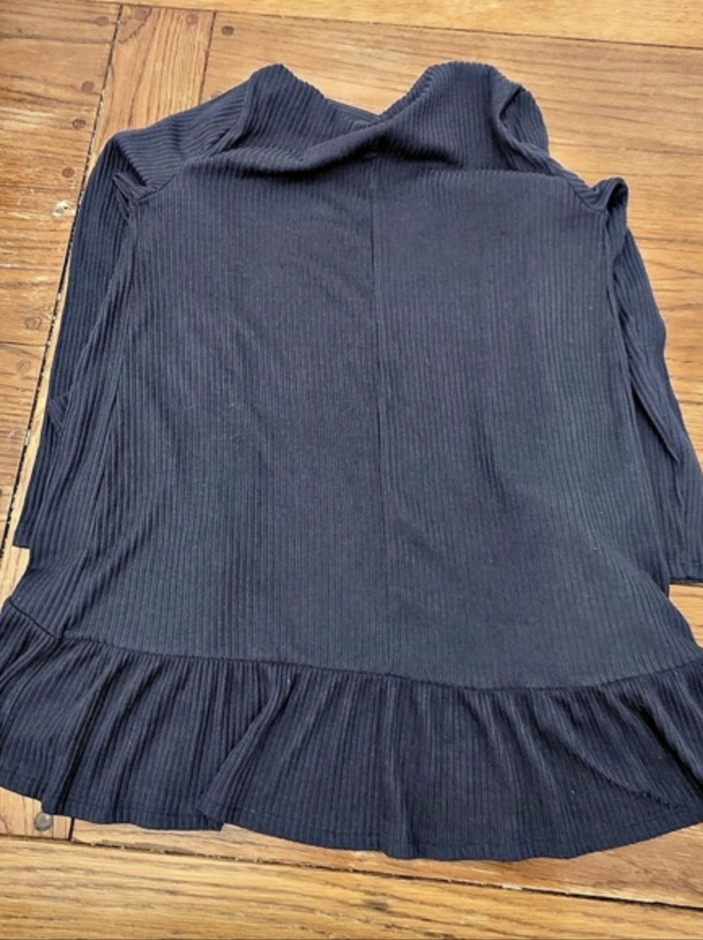 LC Lauren Conrad Ribbed Open-Front Cardigan with Ruffle Hem - Picture 2 of 3